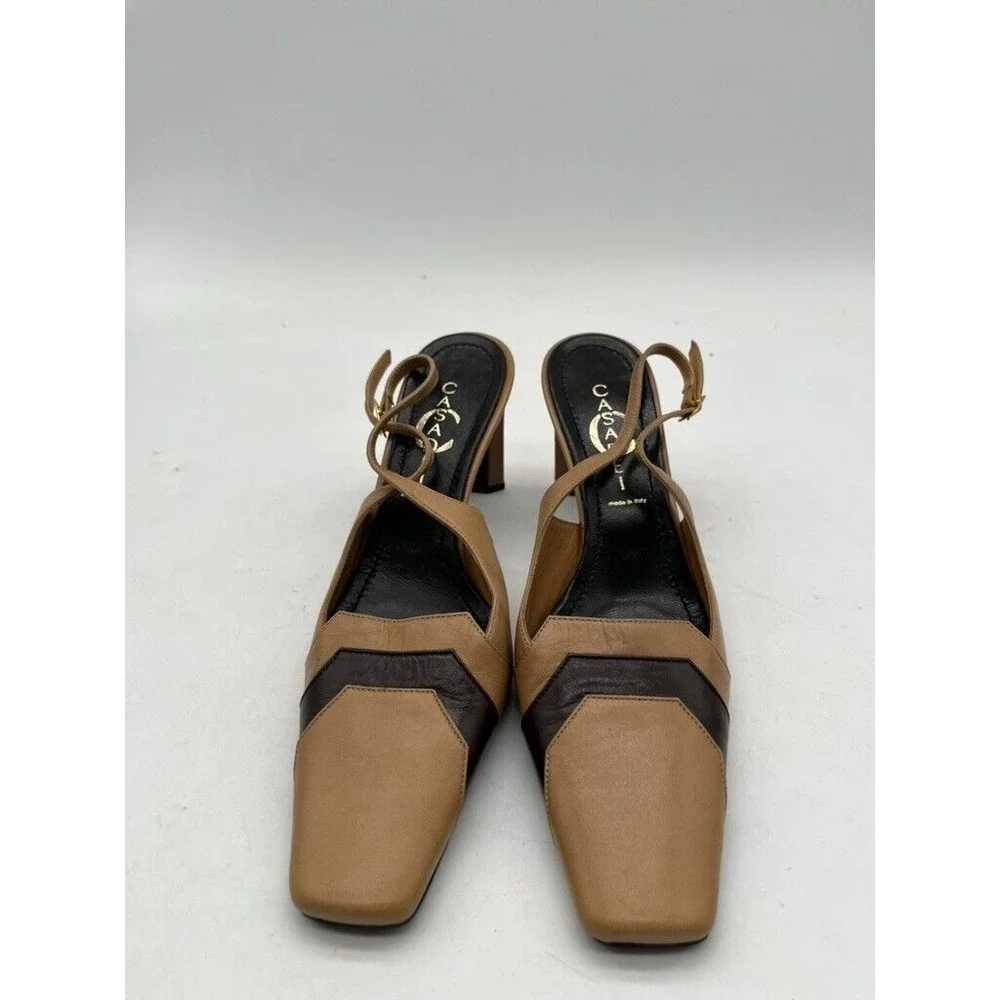 Authentic Casadei Italy Slingback Heels Brown‎ Strap Size 6